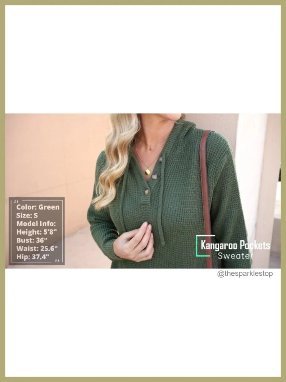 Waffle Knit Pullover Sweater Hoodie with Kangaroo Pocket Long Sleeve